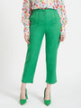 Women'S Luxury Banana Crepe Island Green Skin Fit Multi Pleated Trouser