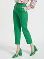 Women'S Luxury Banana Crepe Island Green Skin Fit Multi Pleated Trouser