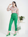 Women'S Luxury Banana Crepe Island Green Skin Fit Multi Pleated Trouser