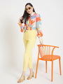 Women'S Luxury Banana Crepe Iris Yellow Skin Fit Multi Pleated Trouser