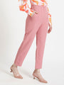 Women'S Luxury Banana Crepe French Rose Skin Fit Multi Pleated Trouser