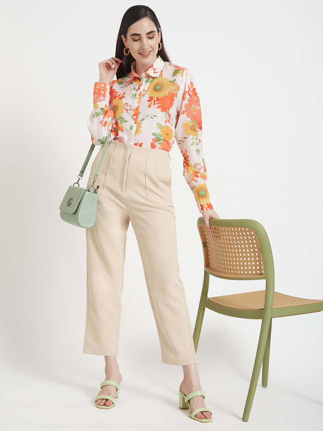 Premium Muslin Digital Print Puff Sleeve Shirt