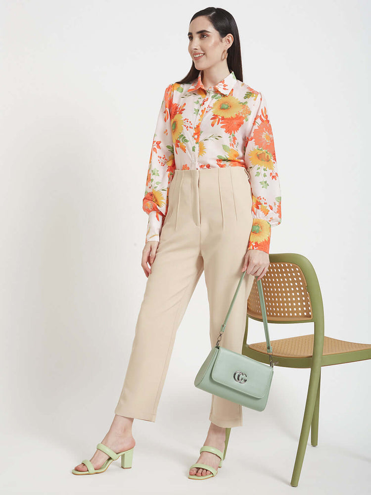 Premium Muslin Digital Print Puff Sleeve Shirt