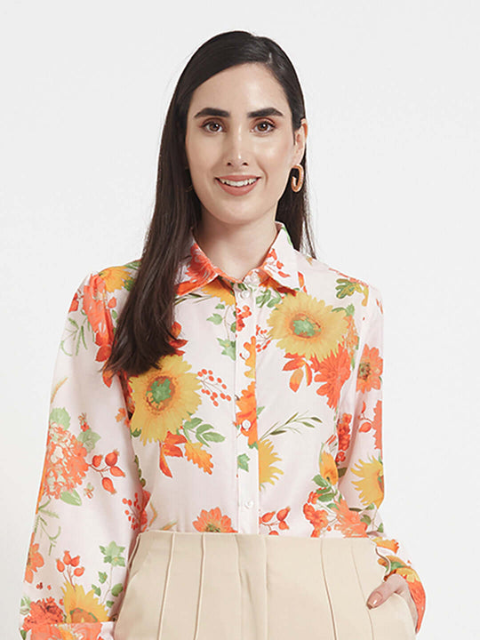 Premium Muslin Digital Print Puff Sleeve Shirt