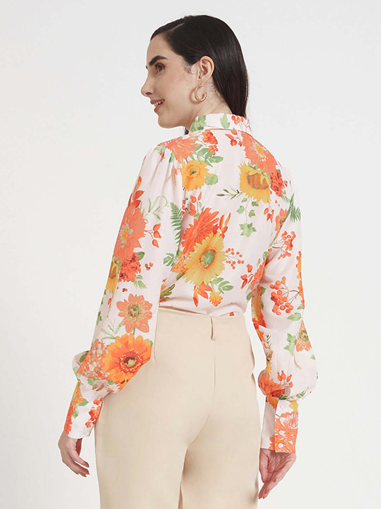 Premium Muslin Digital Print Puff Sleeve Shirt