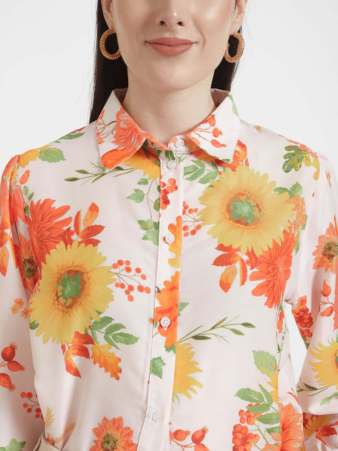 Premium Muslin Digital Print Puff Sleeve Shirt