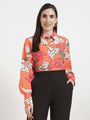 Luxury Cambric Digital Print Puff Sleeve Shirt