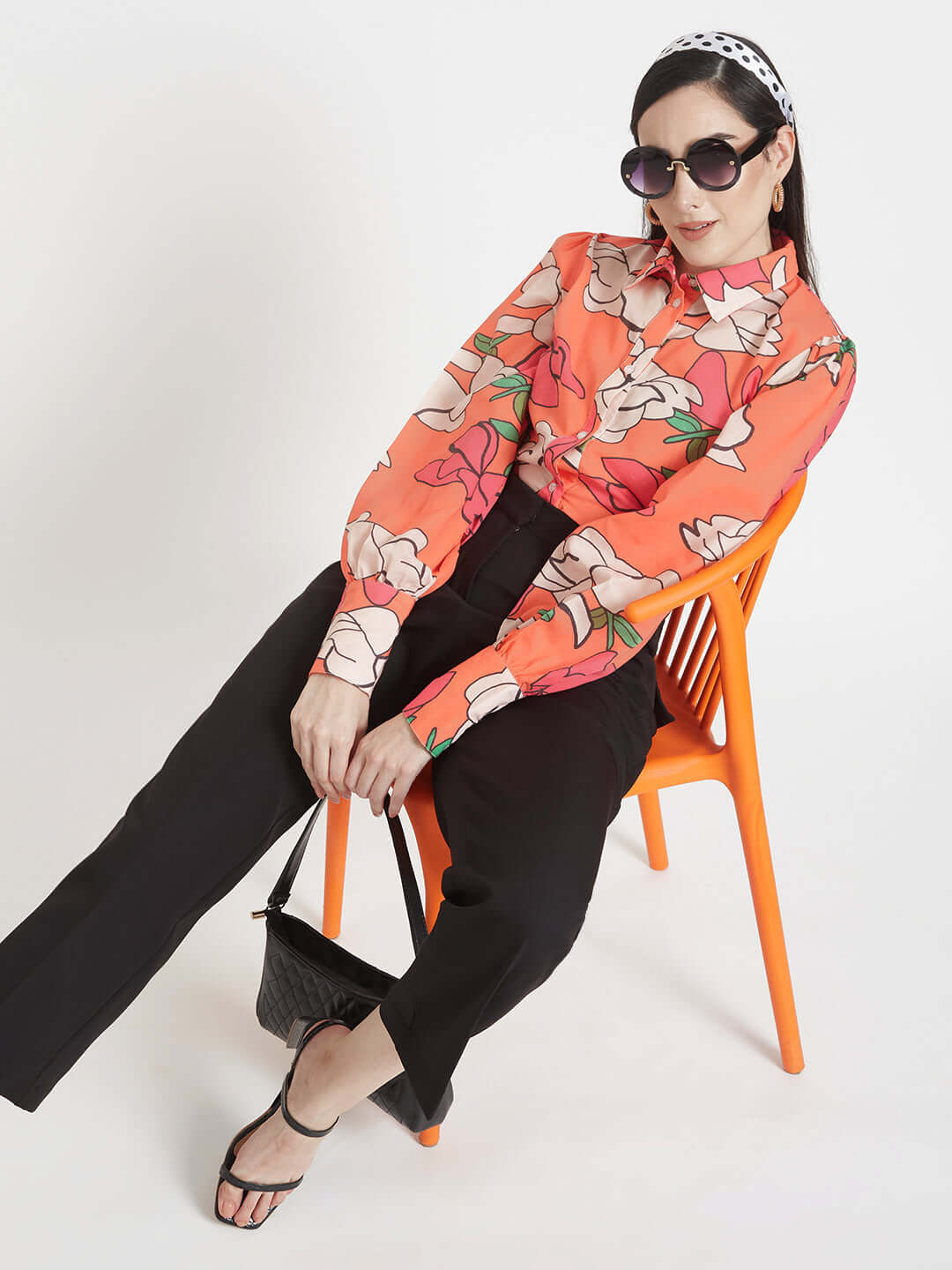 Luxury Cambric Digital Print Puff Sleeve Shirt