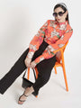 Luxury Cambric Digital Print Puff Sleeve Shirt