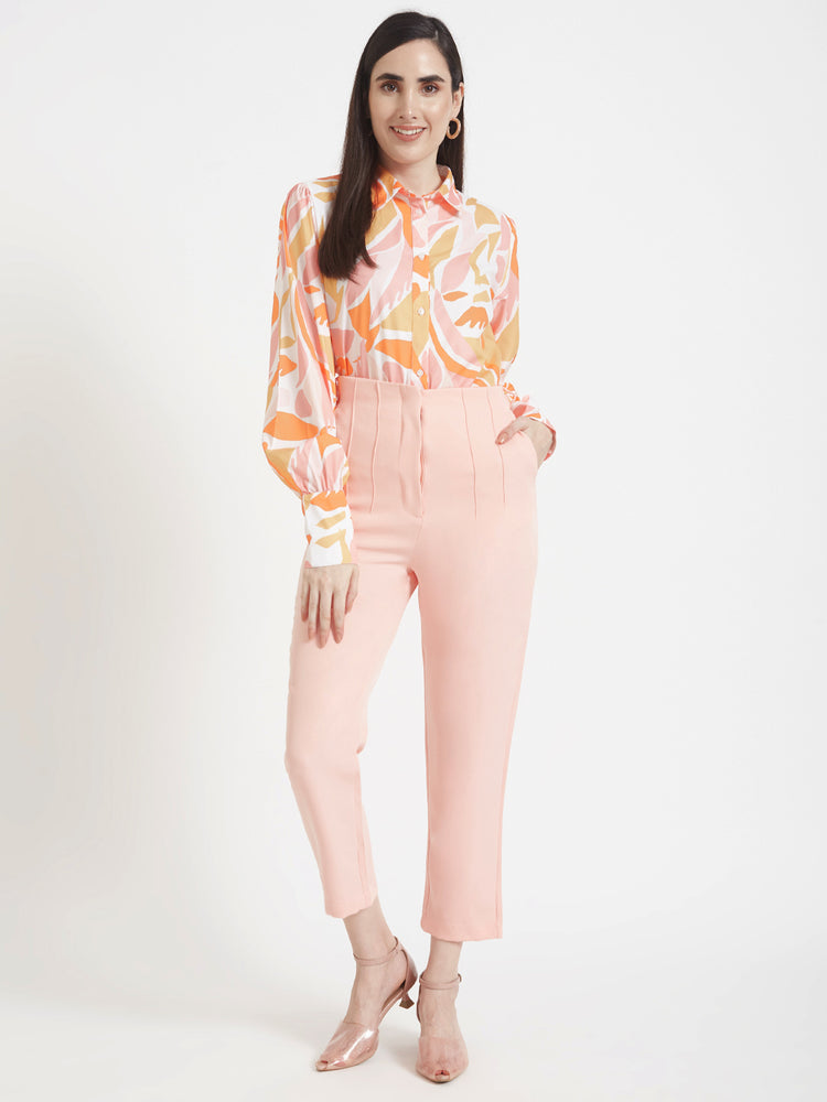 Women'S Luxury Banana Crepe Peach Skin Fit Multi Pleated Trouser