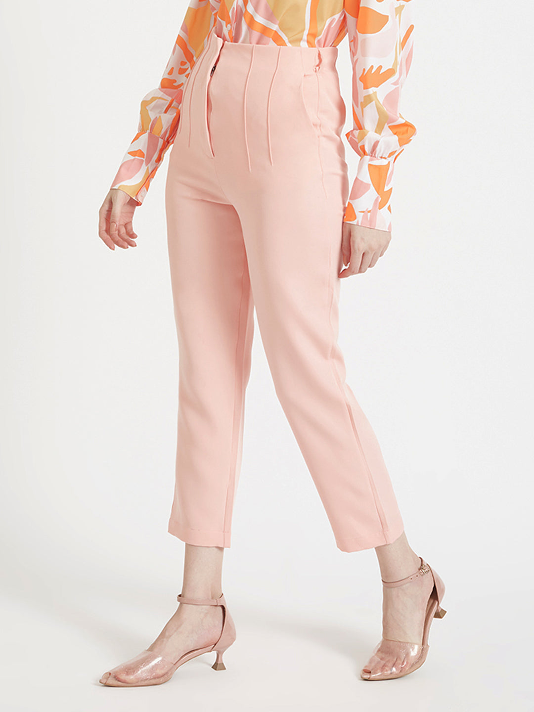 Women'S Luxury Banana Crepe Peach Skin Fit Multi Pleated Trouser