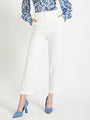 Women'S Luxury Banana Crepe Off White Skin Fit Multi Pleated Trouser