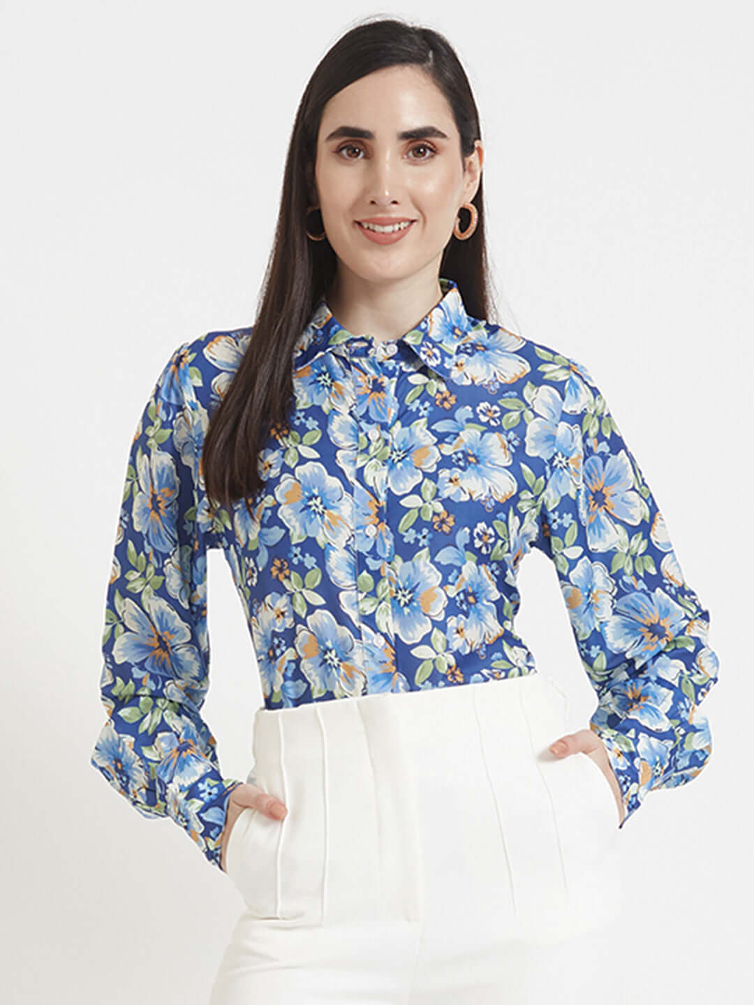 Premium Muslin Digital Print Puff Sleeve Shirt