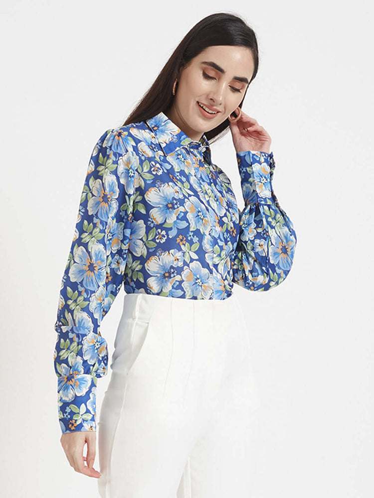 Premium Muslin Digital Print Puff Sleeve Shirt