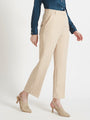 Women'S Luxury Banana Crepe Fawn Straight Fit Flap Pocket Trouser