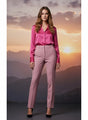 Banana Crepe French Rose Straight Fit Flap Pocket Trouser