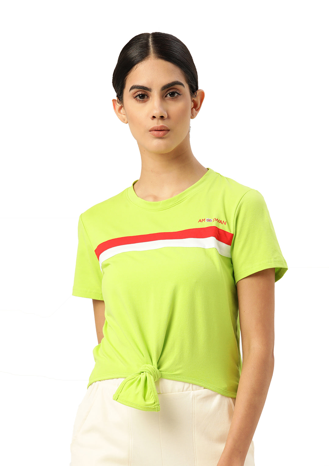 Womens Premium Cotton Lycra Smart Fit Half Sleeve Printed Top