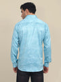 Men'S Poly Satin Lycra Sky Blue Digital Printed Shirt