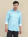 Men'S Poly Satin Lycra Sky Blue Digital Printed Shirt