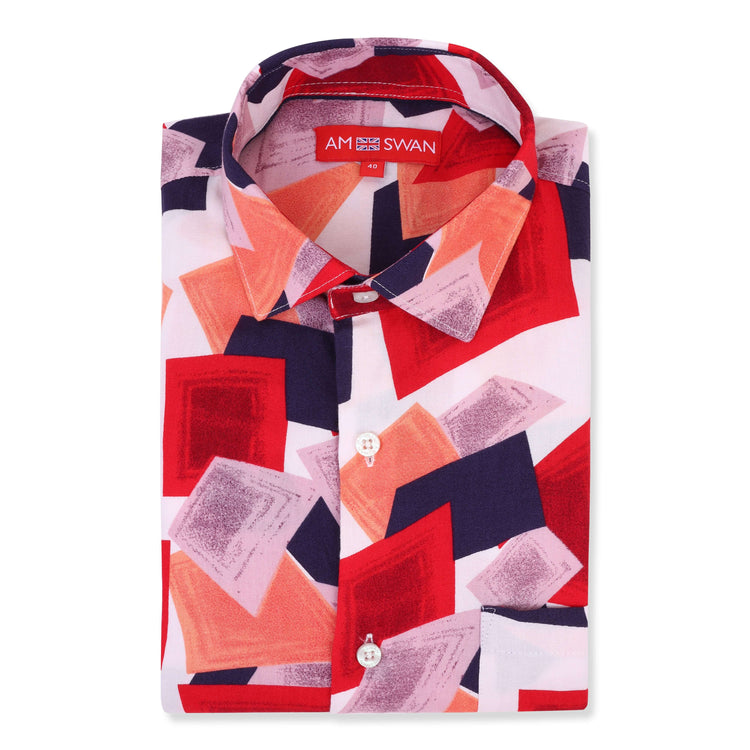 Women'S Premium Rayon Shirt With Red And Blue Print