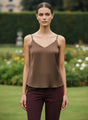European Satin V-Neck Sleeveless Top