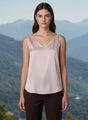 European Satin V Neck Sleeveless Top