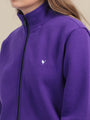 Amswan Premium Cotton Women'S Purple Zip-Up Sweatshirt