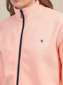 Amswan Premium Cotton Women'S Peach Zip-Up Sweatshirt
