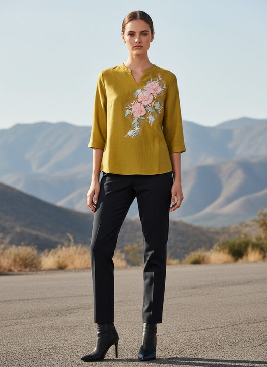 Floral Embroidered Women’s Casual Top