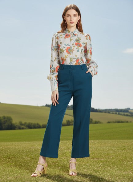 Banana Crepe French Rose Straight Fit Flap Pocket Trouser