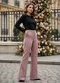 Banana Crepe Canyon Rose Flared Trouser Slash Pocket