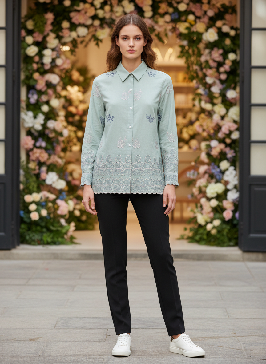 Luxury Embroidered Women’s Long Shirt