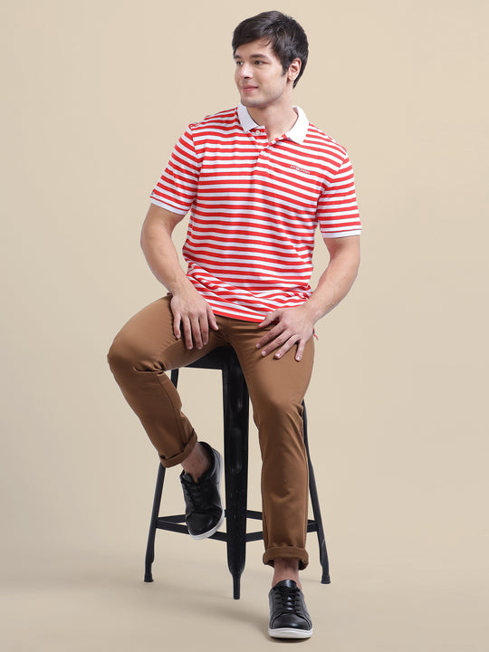 Brown Casual Trousers Solid Cotton Lycra, Smart Fit