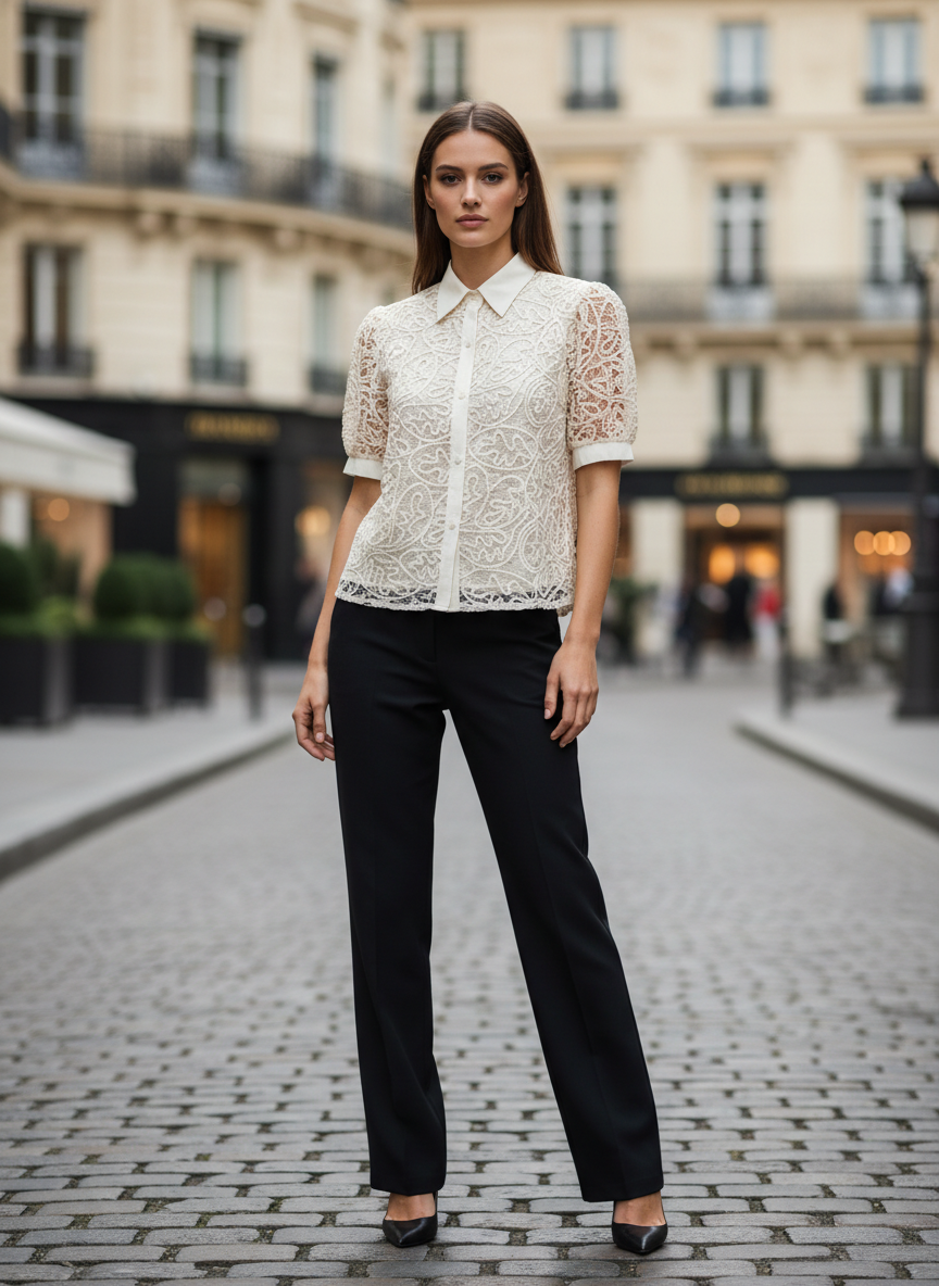 Luxury  Lace Premium Textured Shirt For Womens