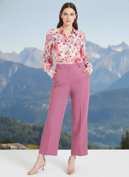 WOMEN'S LUXURY BANANA CREPE STRAIGHT FIT WITH FLAP POCKET TROUSER