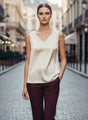 European Satin V Neck Sleeveless Top