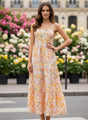 Cambric Digital Print  Maxi Dress With Slash Pocket