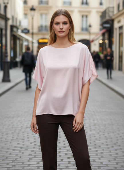 European Satin Solid Baturing Sleeve Crepe