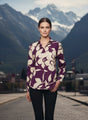 Premium Rayon Shirt With Purple Floral Print