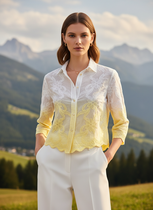 Elegant Ombre Embroidered Women’s Shirt