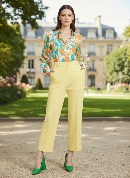 Banana Canyon Rose Skin Fit Multi Pleated Trouser