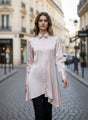 European Satin A Symetrical Shirt Top