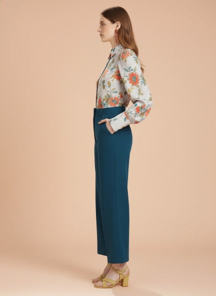 Banana Crepe French Rose Straight Fit Flap Pocket Trouser