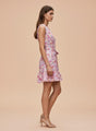 Premium Micro Digital Print  V Neck Flare Dress With Slash Pocket