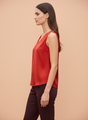 European Satin V Neck Sleeveless Top