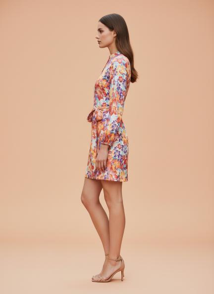 Muslin Digital Print  Midi Dress With Slash Pocket