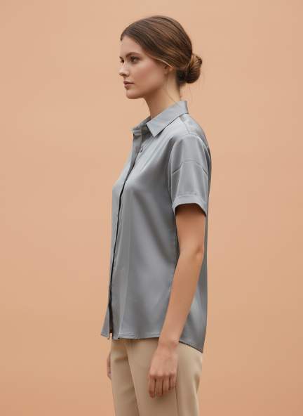 Short Sleeve European Satin Shirt