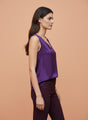 European Satin V Neck Sleeveless Top