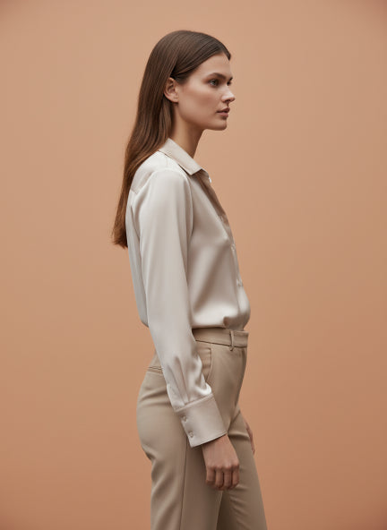 European Satin Spread Collar Shirt