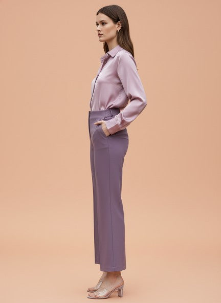 WOMEN'S LUXURY BANANA CREPE FLARED TROUSER WITH SLASH POCKET